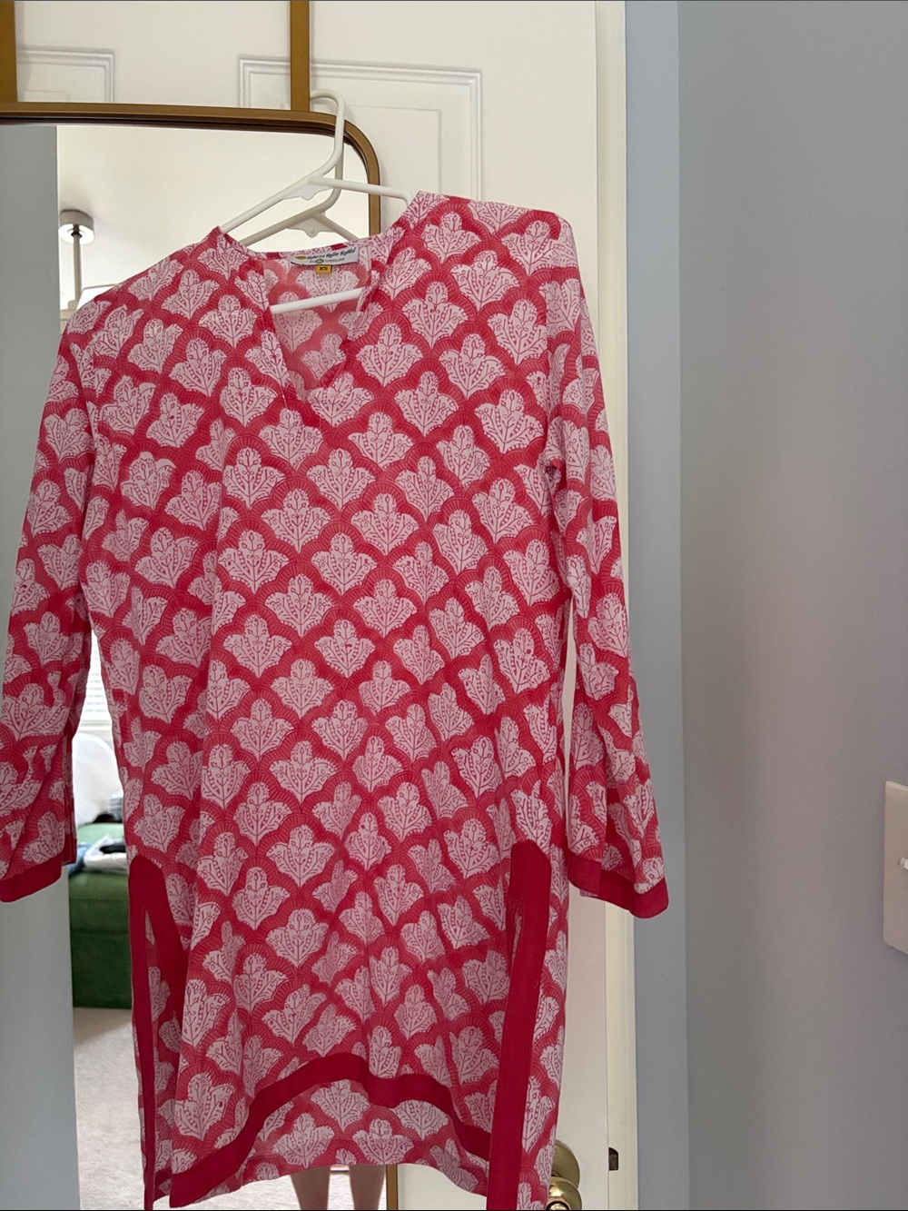 Roller Rabbit Pink and White Printed Swim Coverup